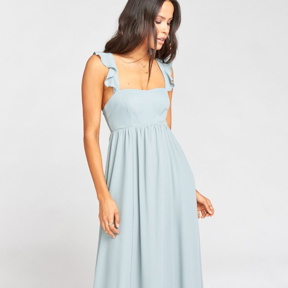 Show Me Your MuMu June Maxi Dress Silver Sage Crisp | Size L